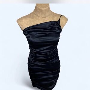 Fashion Nova Sleek Black One-Shoulder Dress